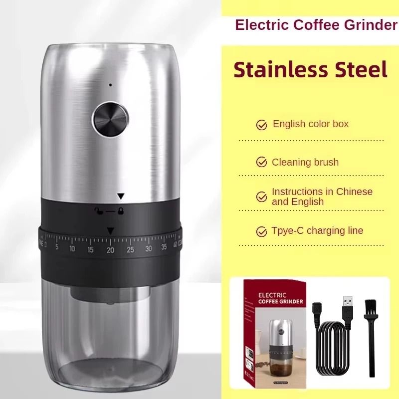 Electric Coffee Grinder with Adjustable 40 Gears and Rechargeable Battery