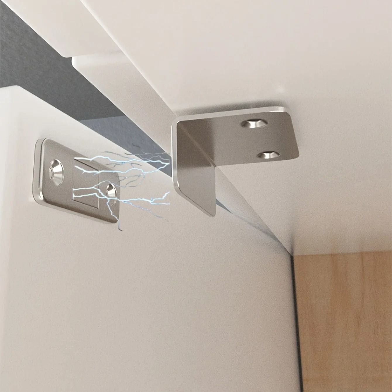 1 Pair Magnetic Door Catch Latch Drill Free Invisible Cabinet Door Holder Set
