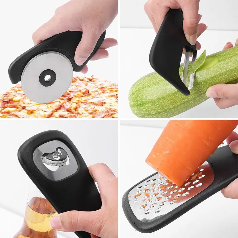 6-Piece Space-Saving Kitchen Gadgets Set – Essential Cooking Tools with Cheese Grater & Pizza Cutter