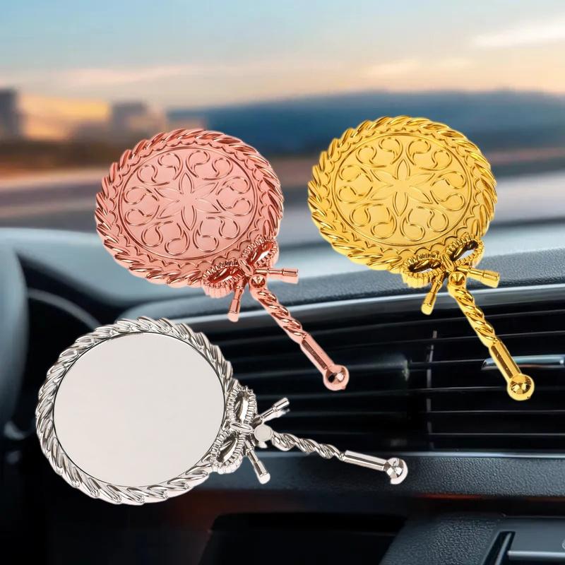 Vintage Handheld Makeup Mirror Portable, Round Cosmetic Mirror with Baroque Design, European Court Beauty Tool