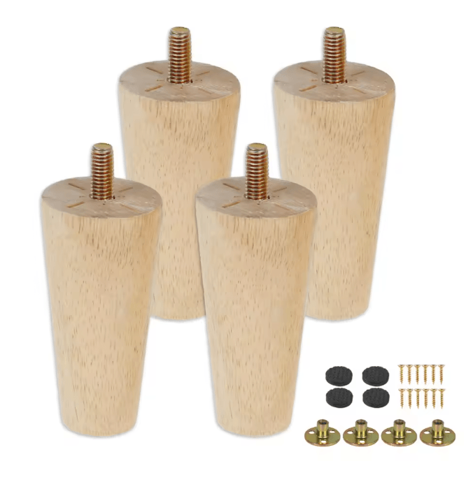 WoodRise Solid Wood Furniture Legs Table and Cabinet Replacement Feet Set