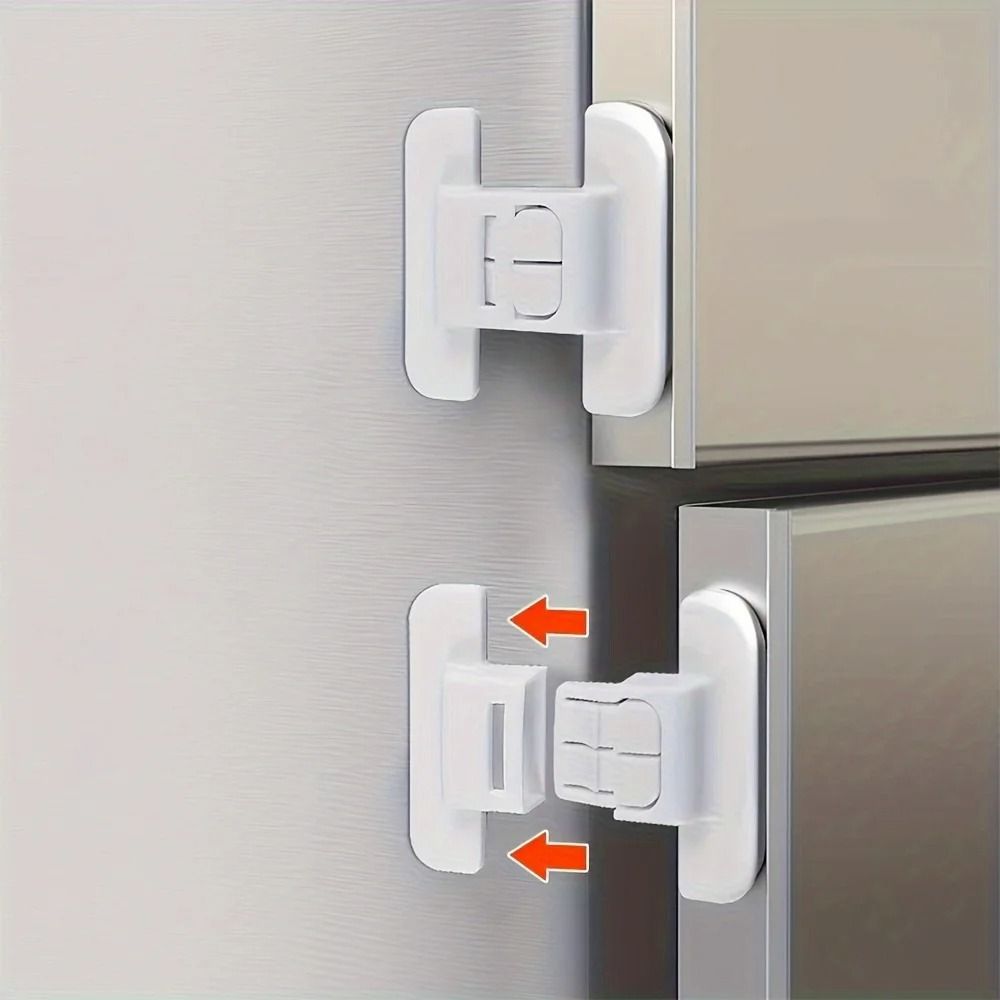 4pcs Refrigerator Door Safety Buckle Universal Drawer Lock Child Proof Protection with Double Buckle Design