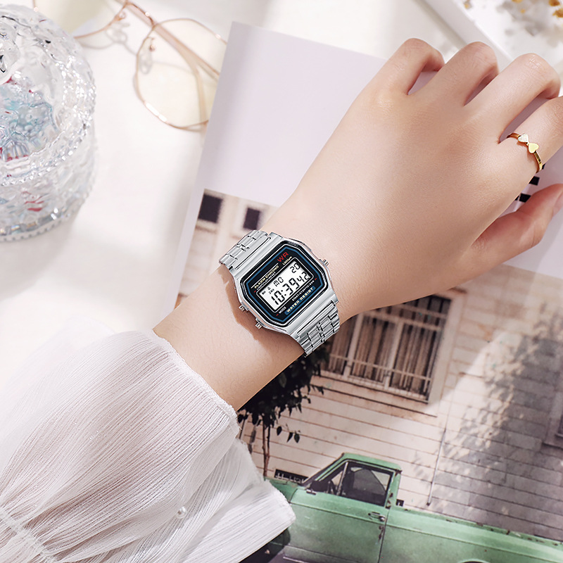 Luxury Rose Gold Womens Digital Watch Retro Style Electronic Display Clock for Men & Women