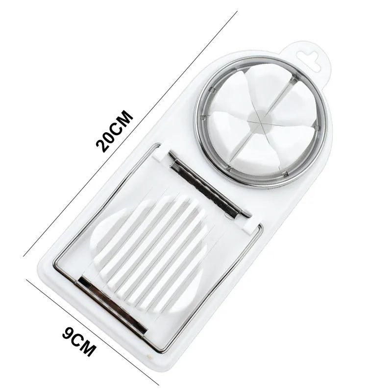 2-in-1 Stainless Steel Egg Cutter & Preserved Egg Slicer with Plastic Base