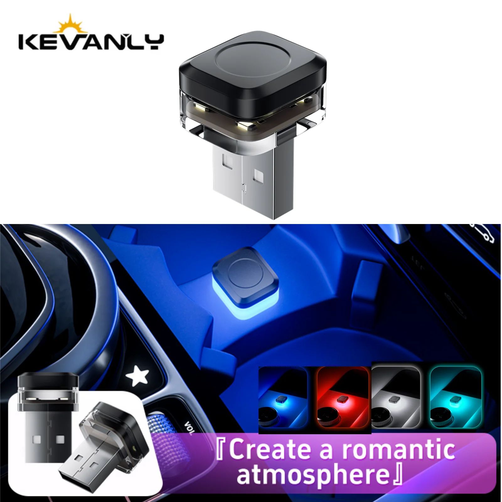 Car USB LED Interior Mood Light Plug and Play