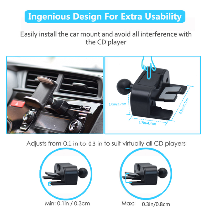 CD Slot Car Phone Mount, Cell Phone Holder for Car, Compatible with All Smartphones