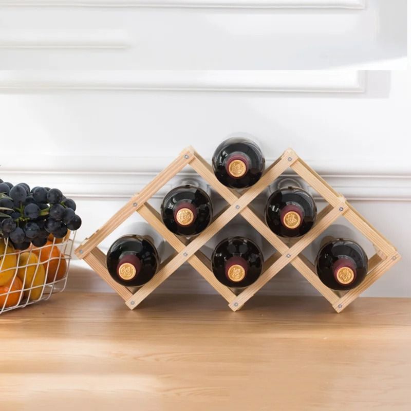 Wooden Wine Rack Display Stand for Kitchen and Bar Storage
