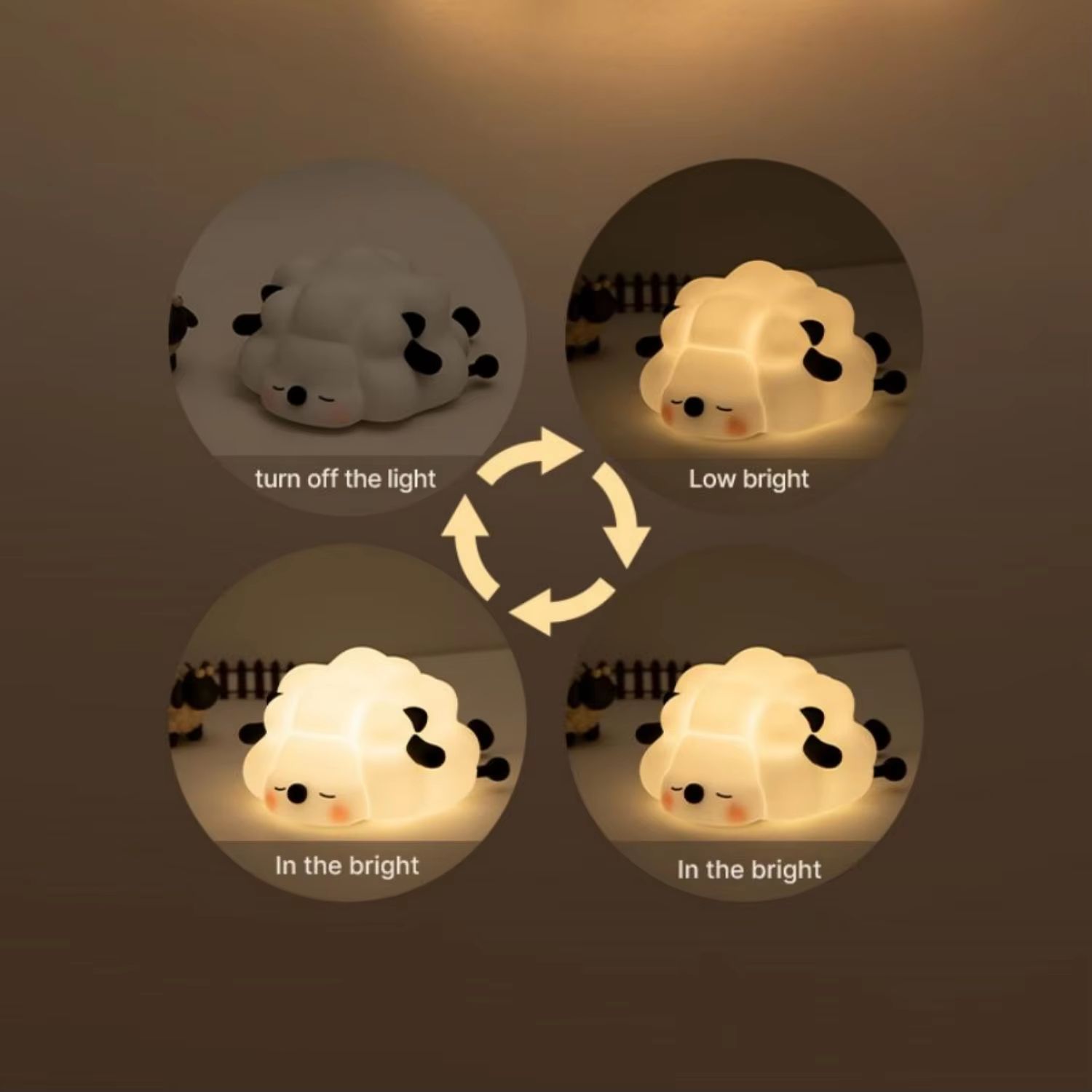 Cute Silicone Sheep Night Light – Rechargeable Kids Night Lamp with Timer & Dimming