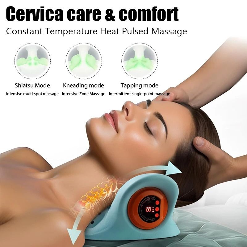 Electric Cervical Neck Massager With Traction Pillow And Acupoint Therapy