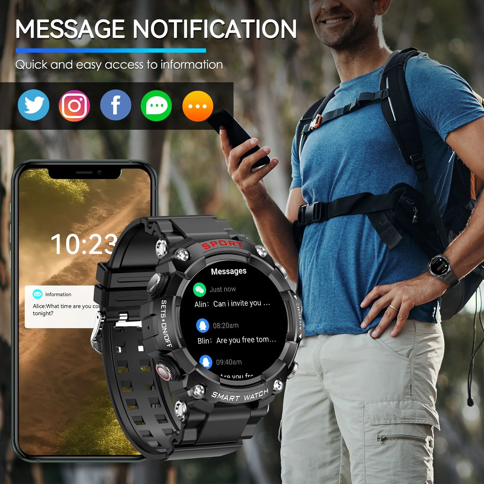 LaNikar AMOLED Smartwatch with Built In Bluetooth Earbuds