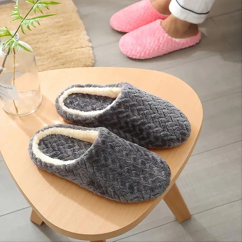 Unisex Fluffy Indoor Slippers – Soft Anti-Slip Home Slippers for Autumn & Winter Comfort