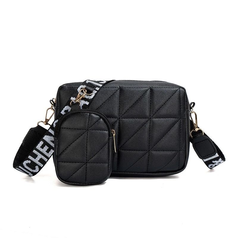 Fashionable Diamond-Patterned Mobile Phone Bag Two-Piece Set