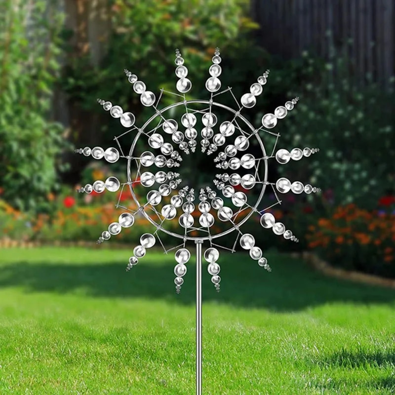 New Unique Metal Windmill: 3D Wind Powered Kinetic Sculpture for Yard & Garden Decor