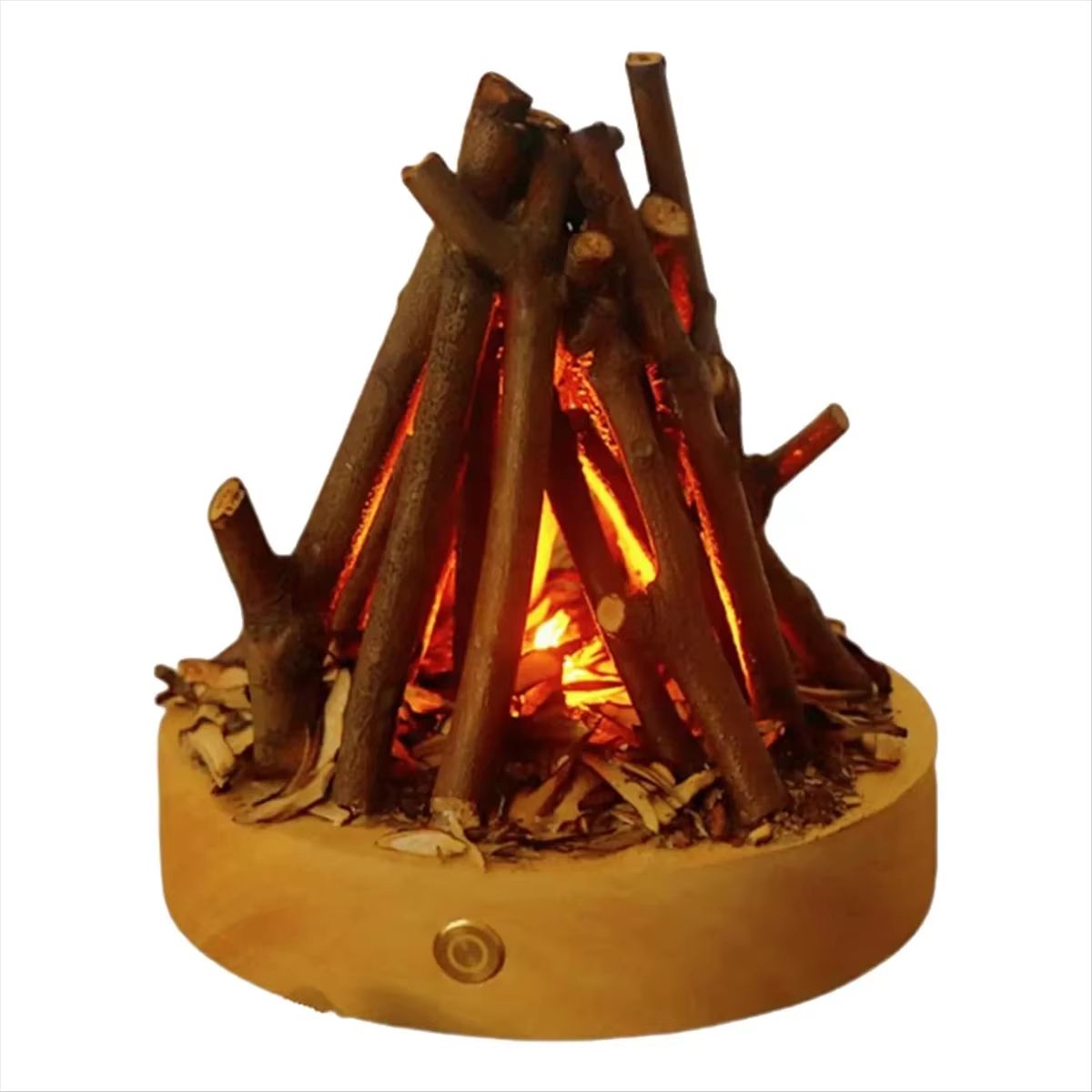 USB Rechargeable Flameless Bonfire Night Light 3 Mode Ambient Fire Lamp