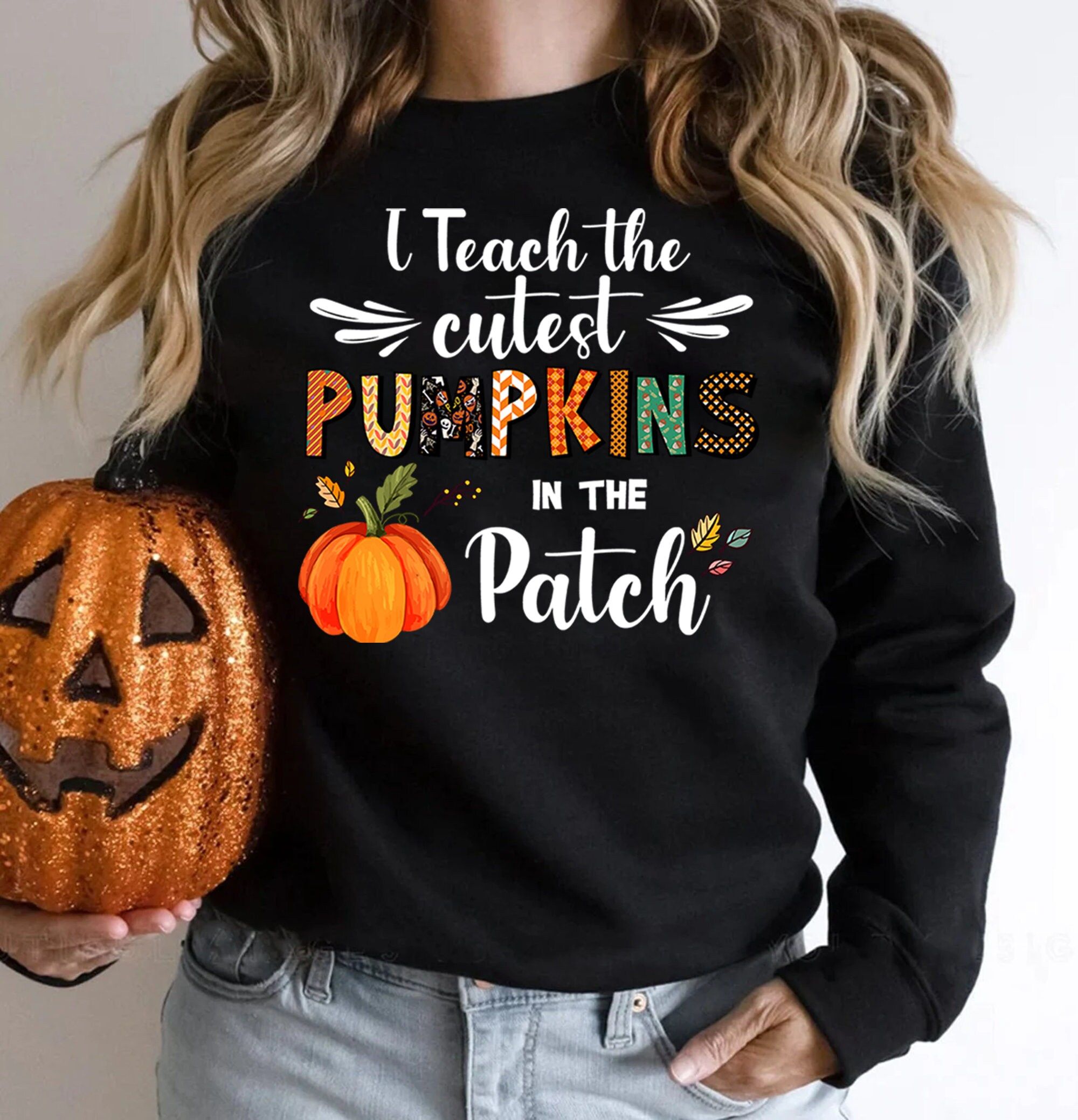 Teacher Fall Sweatshirt Pumpkin Teacher Halloween Shirt Gift