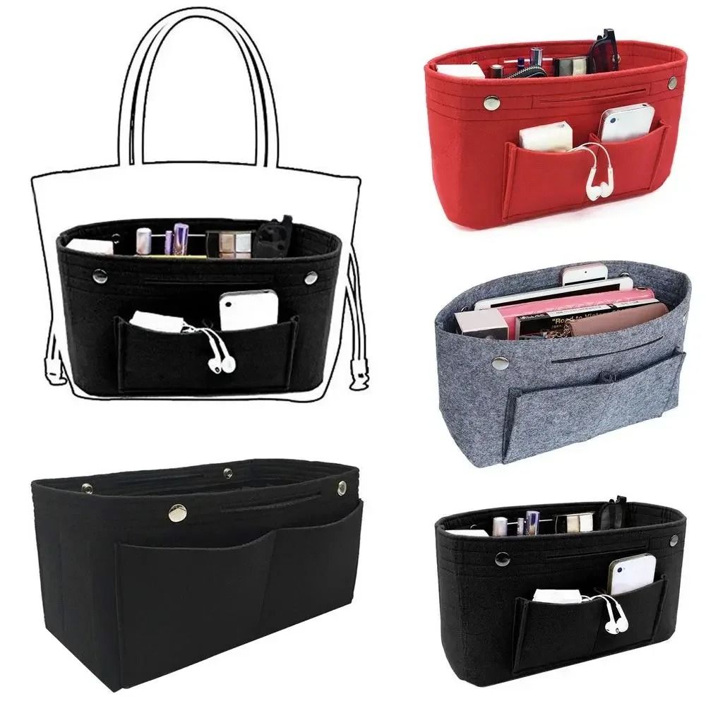 Felt Handbag Organizer Insert Travel Purse Liner with Multiple Pockets