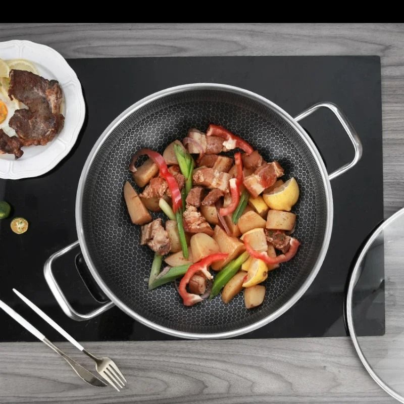 304 Stainless Steel Honeycomb Non Stick Soup Pot with Lid