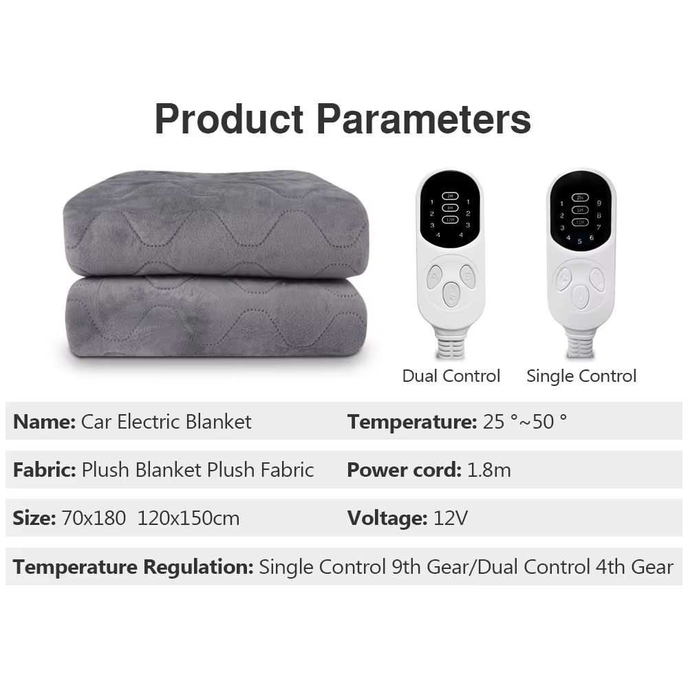 12V Electric Heated Car Blanket Plush Heated Mattress With Thermostat for RV SUV Travel