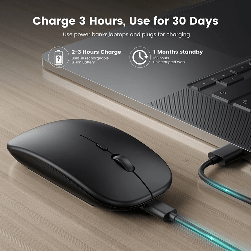 Silent Dual Mode Rechargeable Wireless Mouse for Laptop and PC