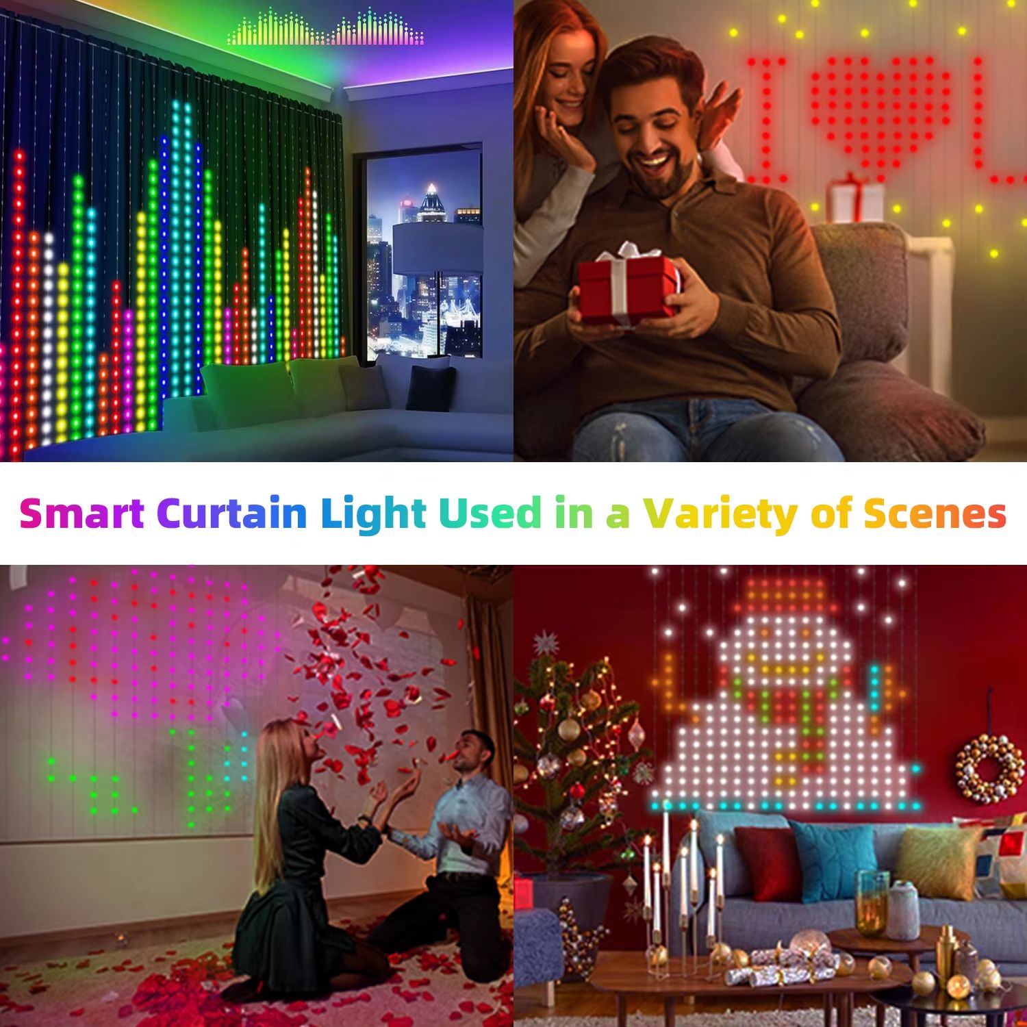 Smart LED Curtain Fairy Lights USB Powered with App and Remote Control