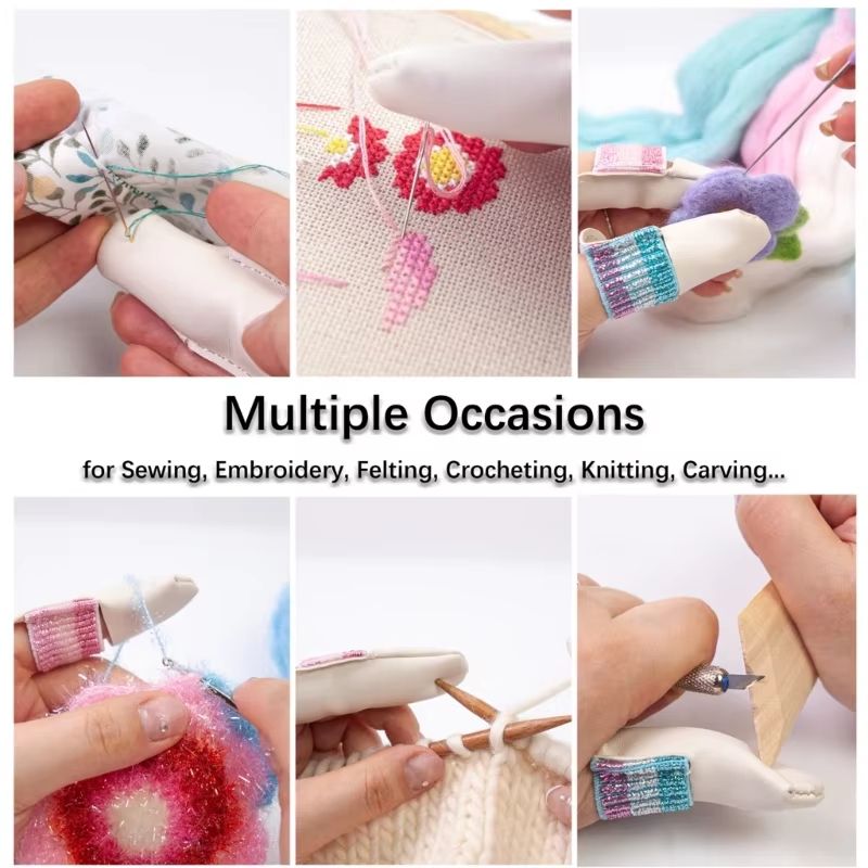 Leather Finger Protector Thimbles for Knitting Crochet and Embroidery (2-Piece Set)
