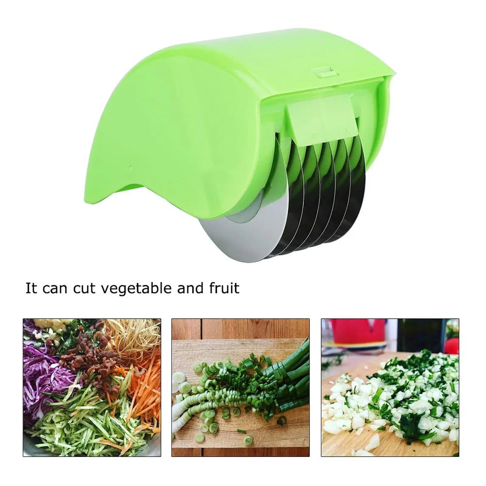 Vegetable Chopper Roller with Stainless Steel Blades Manual Herb Mincer and Scallion Cutter for Parsley and Greens