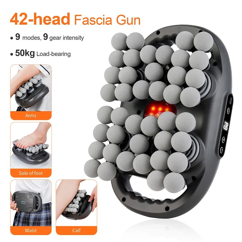 42 Heads Fascia Gun High Frequency Vibration Body Massage Gun Back and Waist Massager Neck Shoulder Massager Muscle