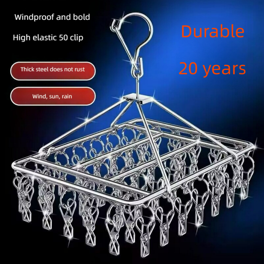 Premium Stainless Steel Windproof Clips, Heavy-Duty Clothespin for Laundry Hanger Clothesline Sock, Towel, Bra Drying