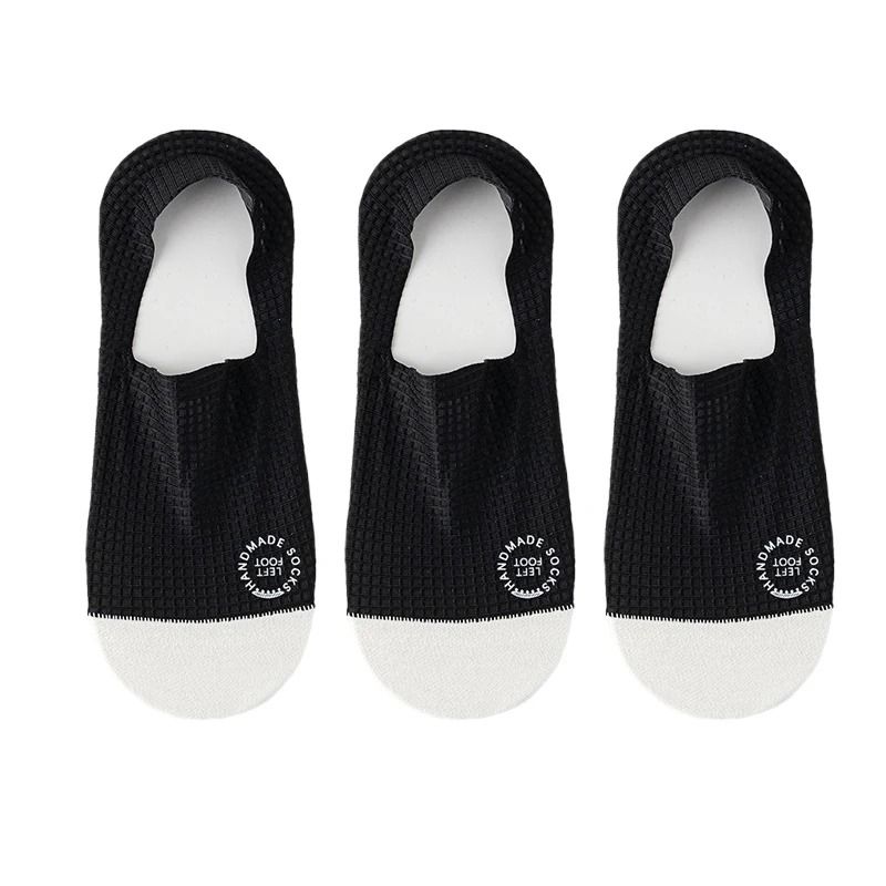 Premium Men's Invisible Boat Socks | 3-Pair High-Quality Waffle Pattern Set