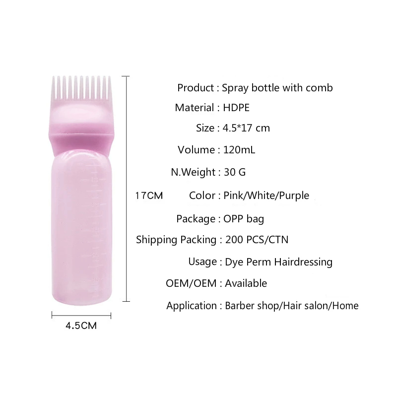 Professional Salon Hair Oil Applicator Bottle with Dyeing Comb for Barbers and Hairdressers