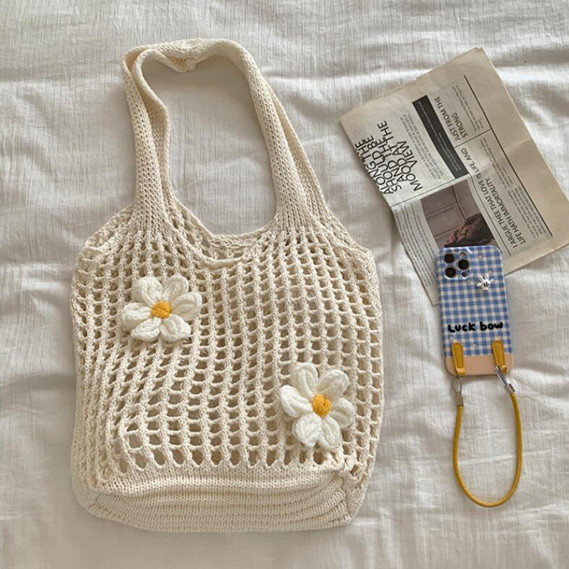 Women Knitted Shoulder Bag Chic lightweight Summer Beach Tote Large Capacity Casual Top Handle Hobo Handbag