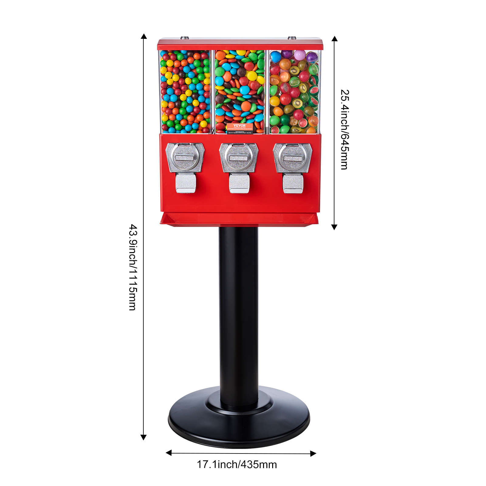 Rotatable Commercial Candy Vending Machine, Stand, Toy Capsules, Bouncy Balls, Nut Compartment
