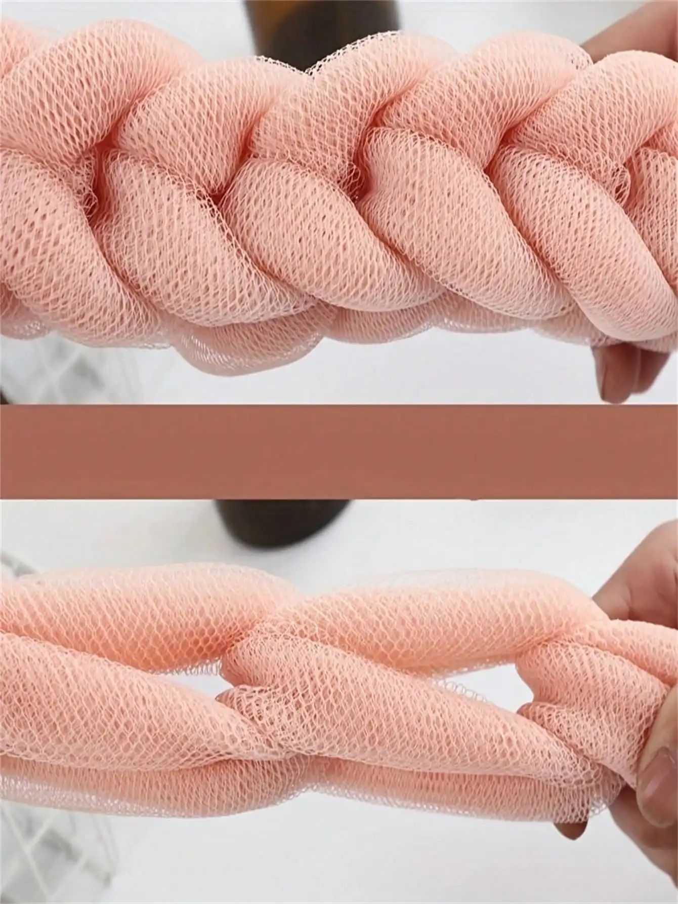 Braided Mesh Back Scrubber Long Handle Exfoliating Shower Body Sponge