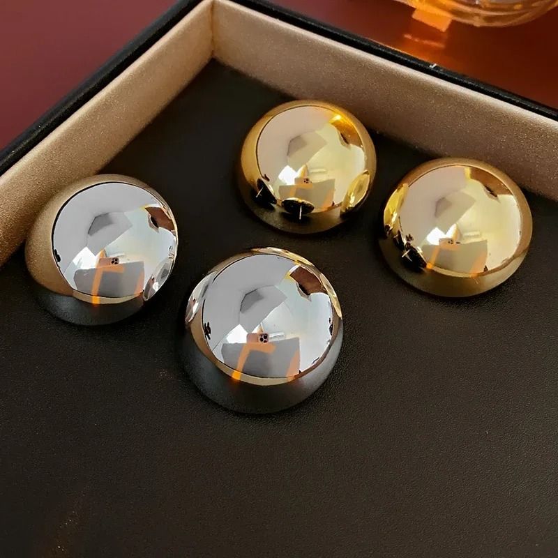 Smooth Metal Ball Stud Earrings