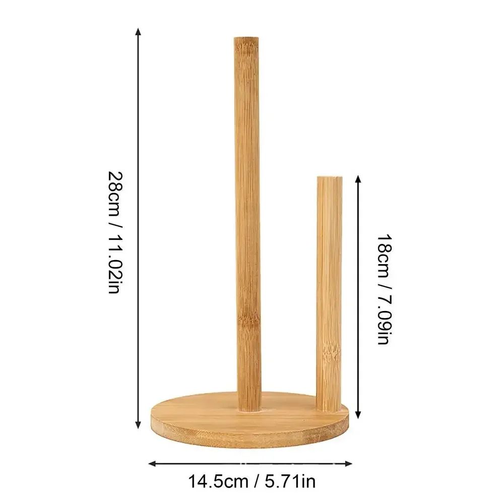 Beech Wood Paper Towel Holder Countertop Stand with Non-Slip Base