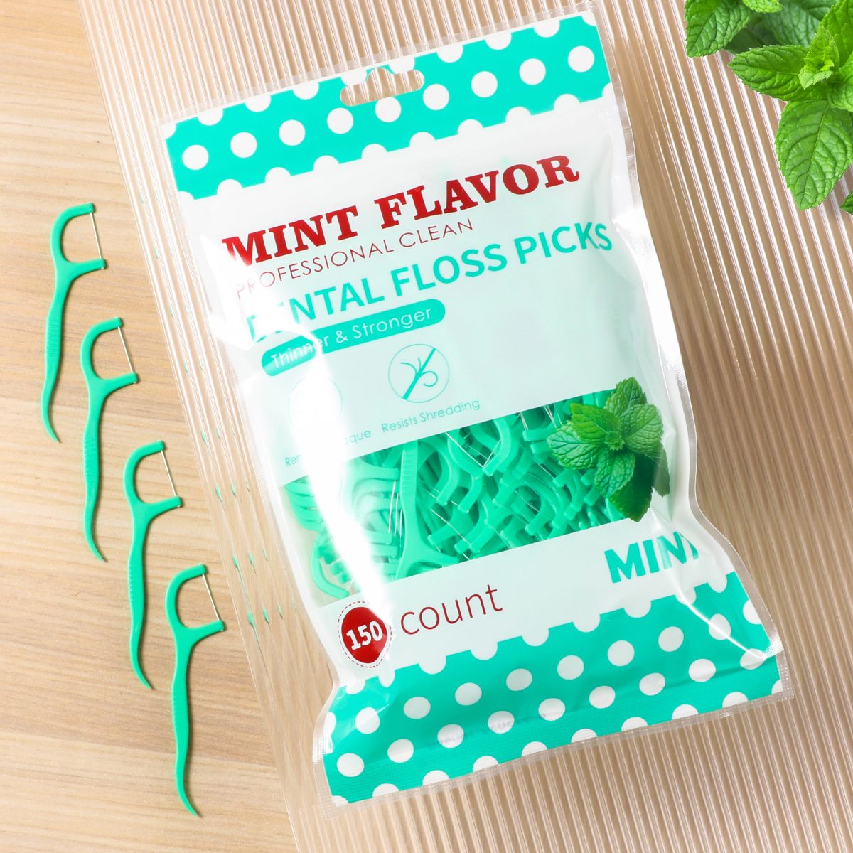 Mint Dental Floss Sticks for Adults, Ultra-Fine Flosser Set with Portable Toothpick & Storage Box