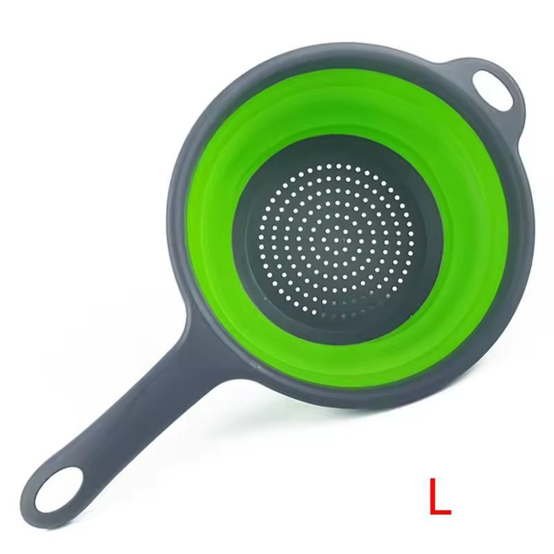 Silicone Collapsible Kitchen Colander – Space-Saving Pasta & Veggie Strainer with Handle