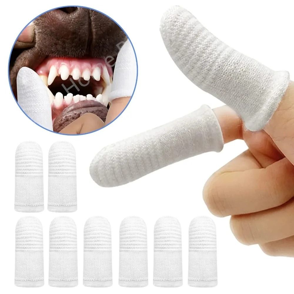 Pet Finger Toothbrush Two Finger Brushing Cots for Oral Care
