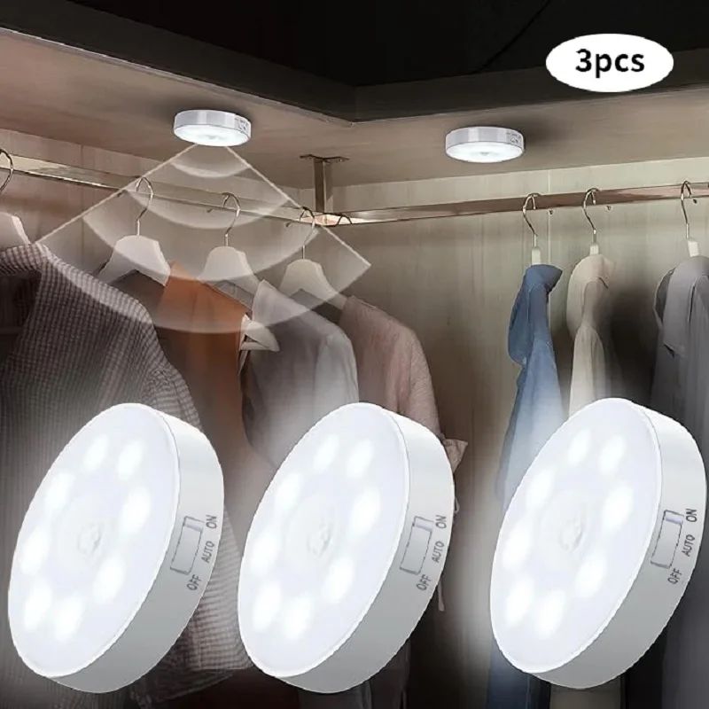 Motion Sensor LED Night Light USB Rechargeable – Wireless Closet & Cabinet Light for Kitchen, Stairs, Wardrobe & Hallway