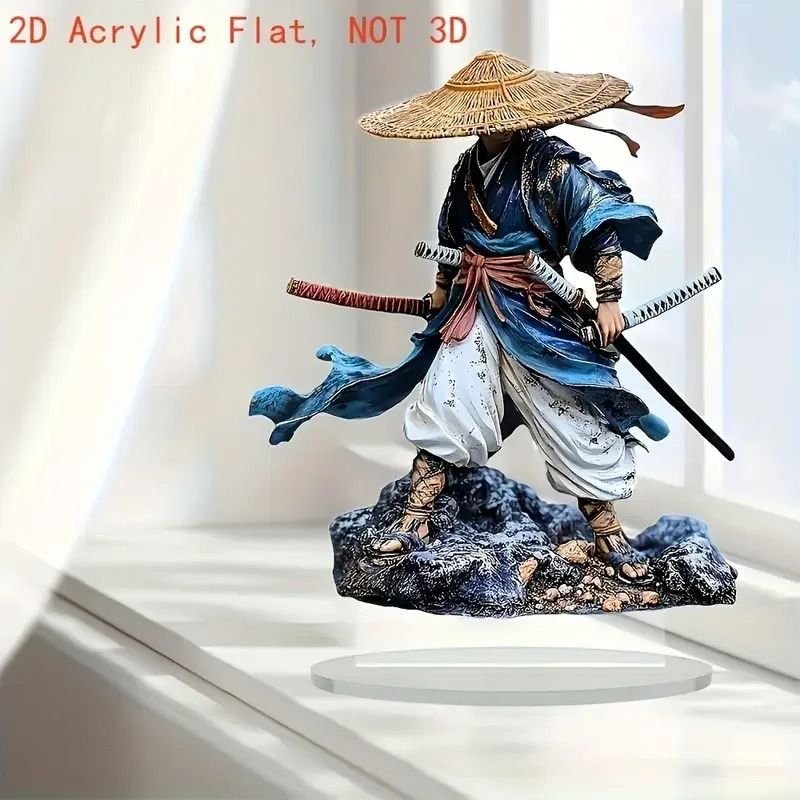 2D Flat Warrior Acrylic Statue Traditional Warrior Art Decoration