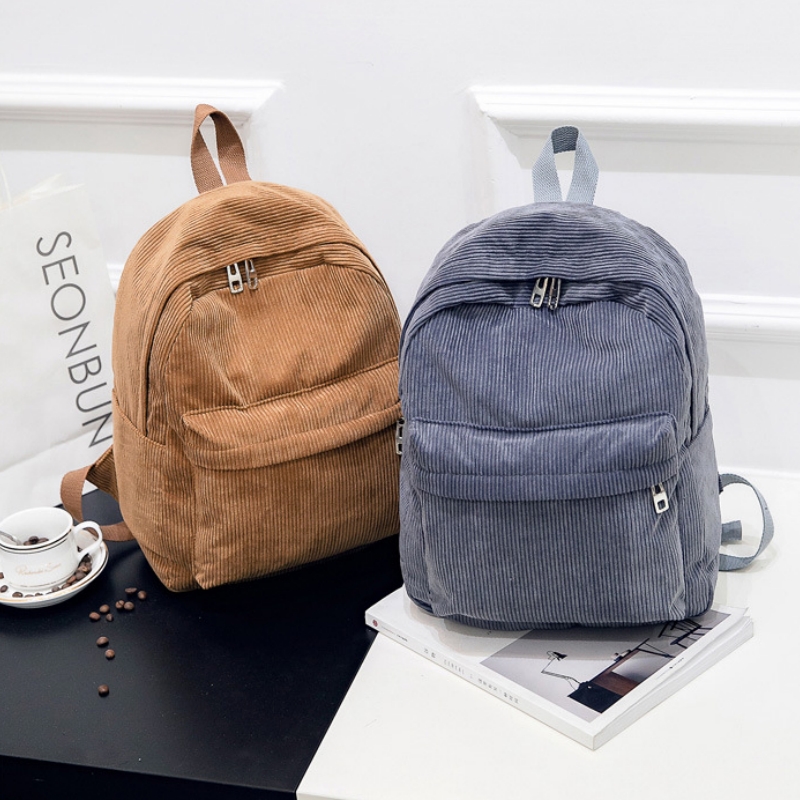 Corduroy Women Backpack Stylish school backpack for Teen Girls Laptop Travel Bag