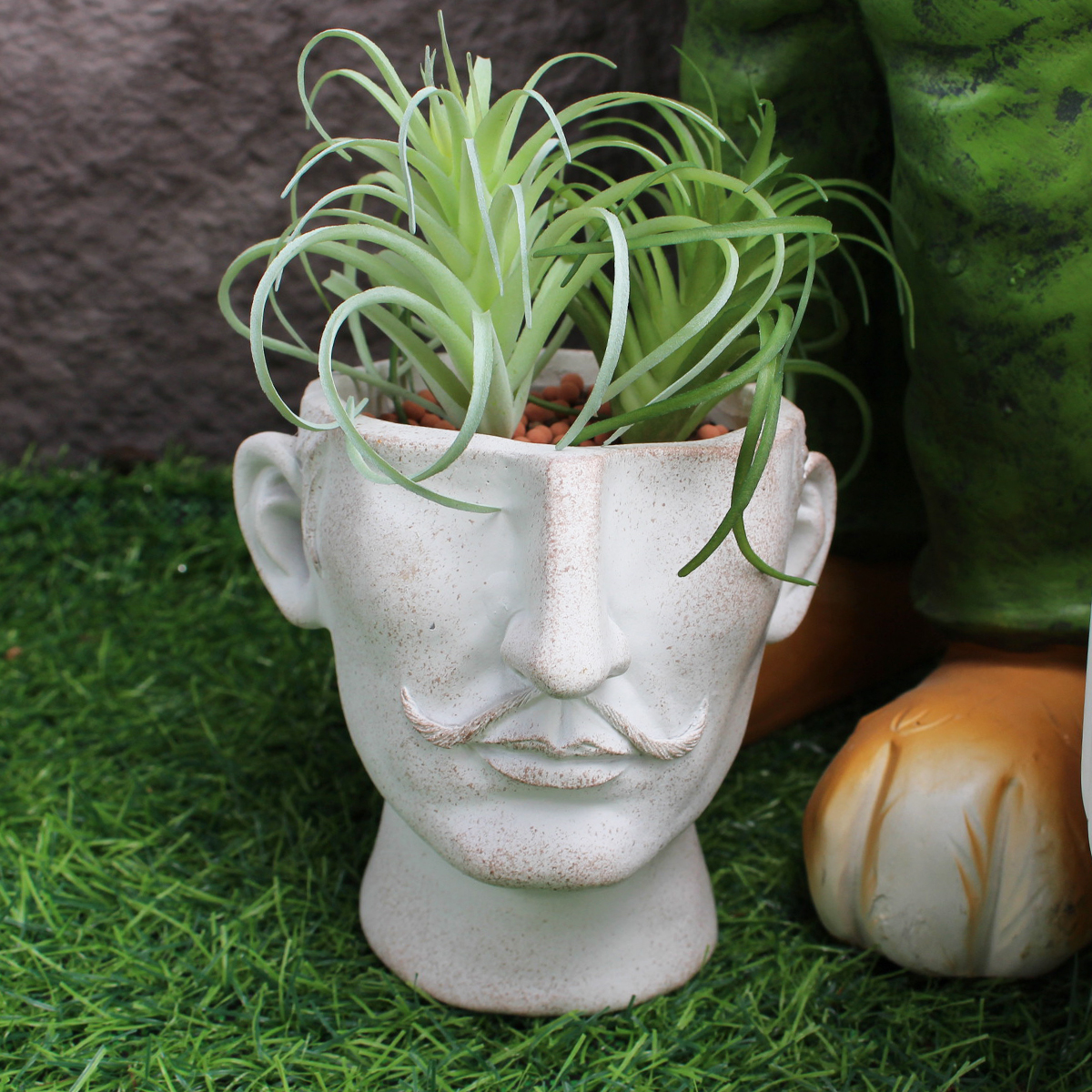Personalized Face Planter Pot with Mustache Funny Resin Flower Pot for Home Decor