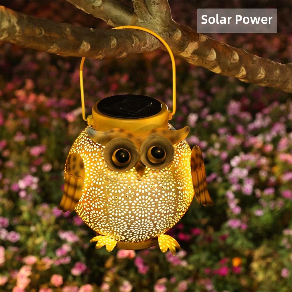 Hanging Solar Owl Lantern | Waterproof Decorative Metal Garden Light for Patio & Pathway