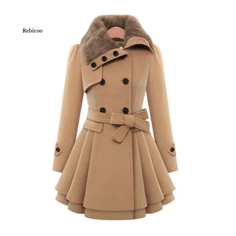 Womens Slim Sherpa-Wool System | Premium Double-Breasted Padded Coat & England Style Trench Infrastructure