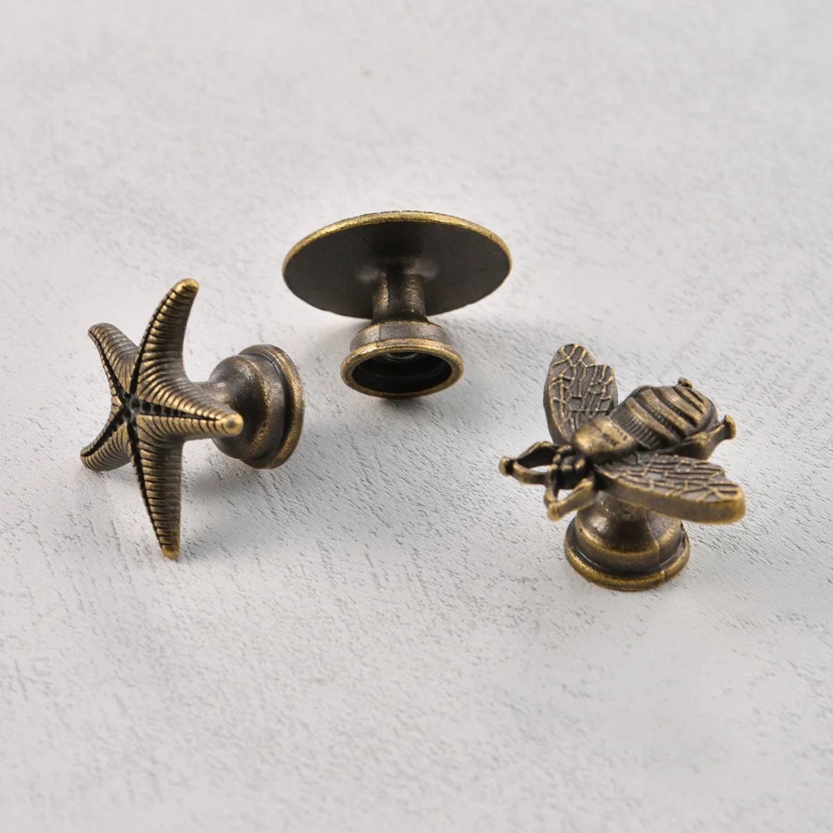 Vintage Starfish Drawer Handles Antique Bronze Coastal Cabinet Knobs