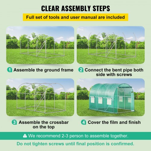 Walk-In Greenhouse 9.8 x 6.6 x 6.6 ft, Waterproof PE Cover, Sturdy Galvanized Frame & 6 Mesh Windows
