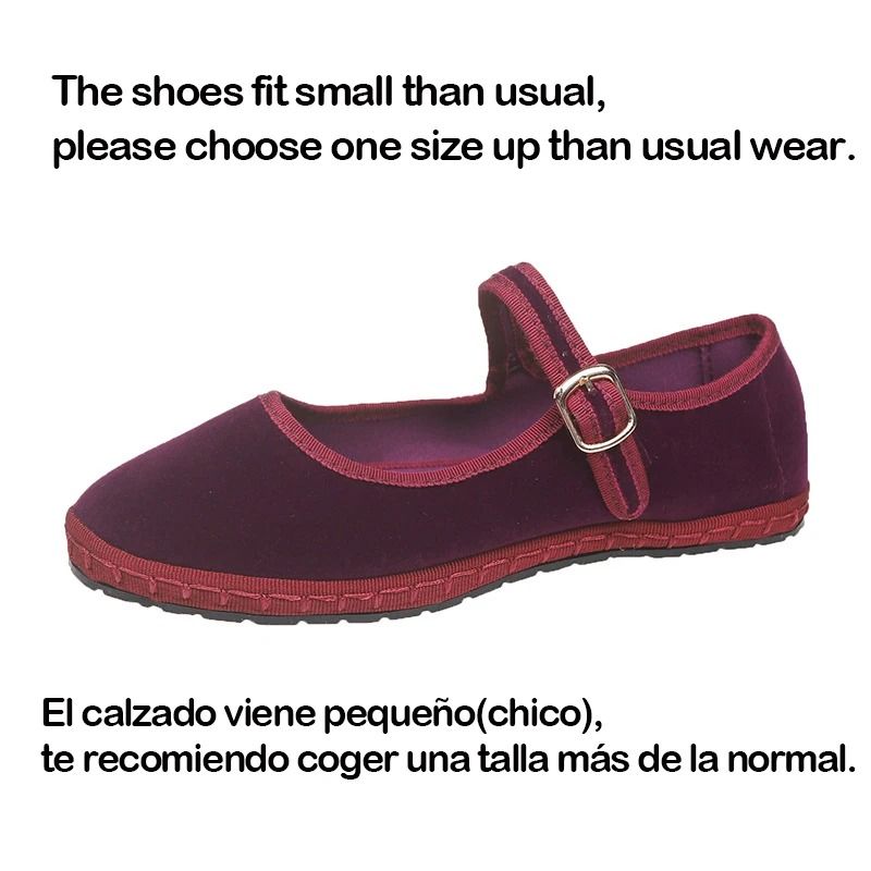 Women Velvet Cloth Ballet Flats Mary Jane Style Round Toe Loafers