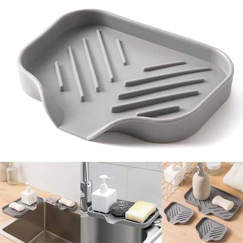 Drain & Dry Sponge Holder for Kitchen Sink Countertop Organizer