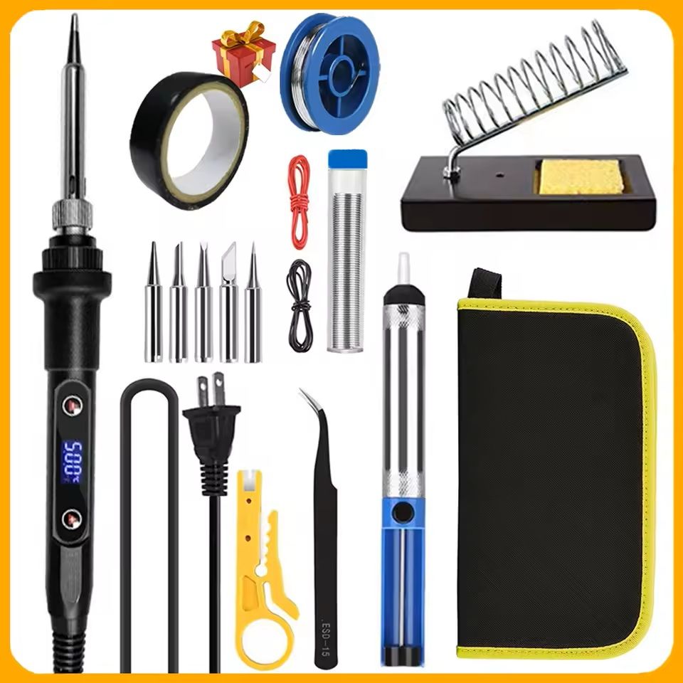 Electric Soldering Iron Kit with LCD Display Adjustable Temperature 16 Piece Set