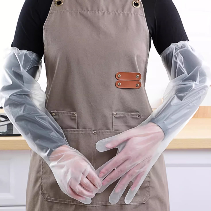 Food Grade Waterproof and Oil-Resistant Gloves, Disposable Extended Thickened Gloves for Dishwashing and Vegetable Clean